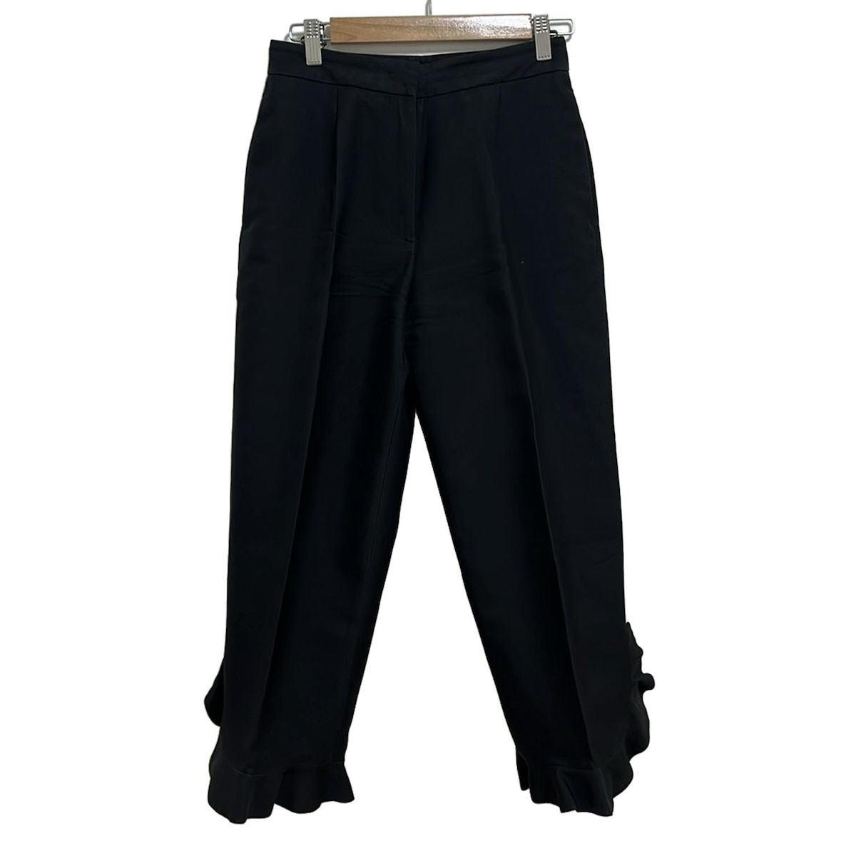 ジルサンダー パンツ サイズ32 XS レディース 黒 フルレングス フリル