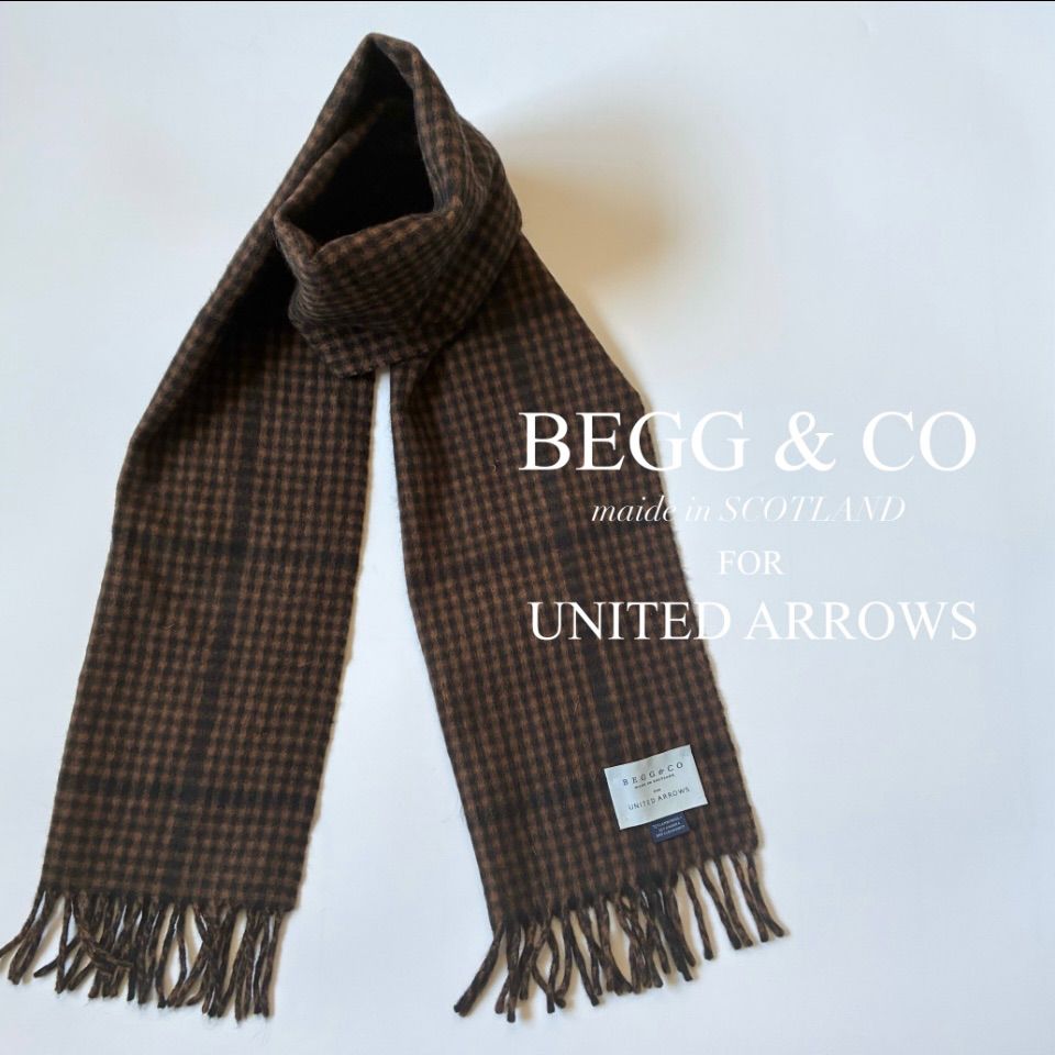 BEGG CO UNITED ARROWS 別注 ウールアンゴラ シェパードチェック風 マフラー