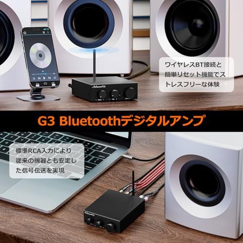 Nobsound G 3 Bluetooth 5 0 ミニアンプ 55 W x 2 ステレオアンプ バス トレブル調整 ch 1 chシステム対応 省スペース設計 TPA 3116チップ搭載 DC 24 V対応 34 febd 9 b
