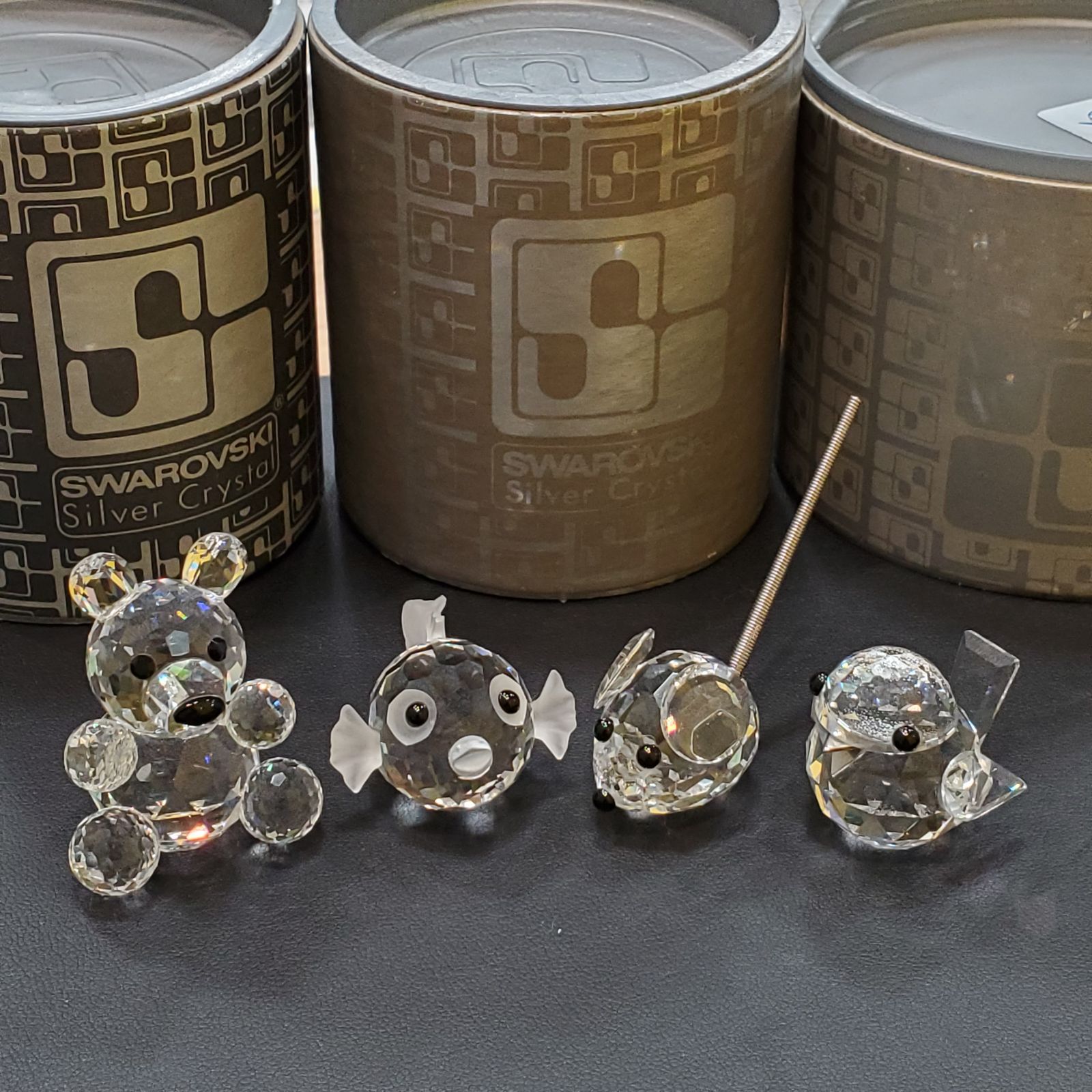 EL6】SWAROVSKI スワロフスキー 旧刻印 クリスタル 置物 クマ 金魚