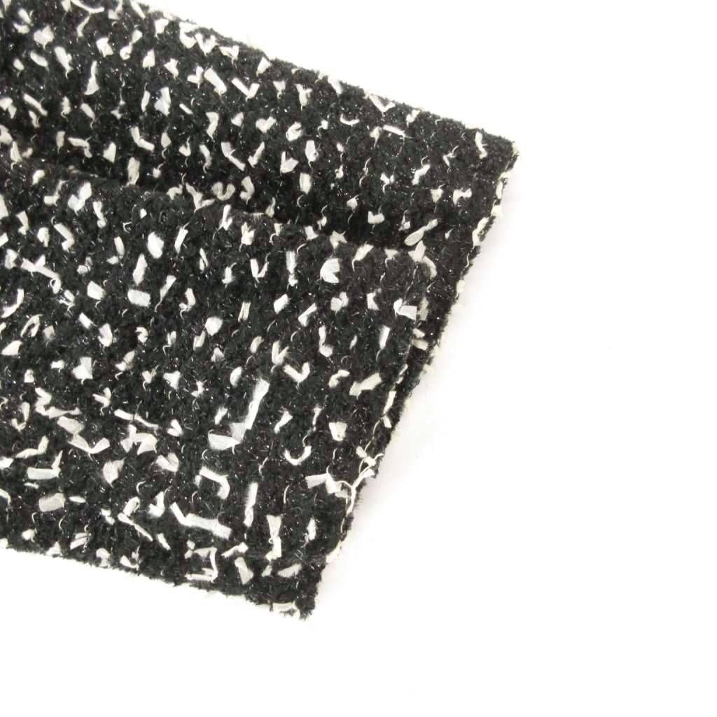 ハナエモリ HANAE MORI ツイードジャケット ノーカラー ラメ L 黒