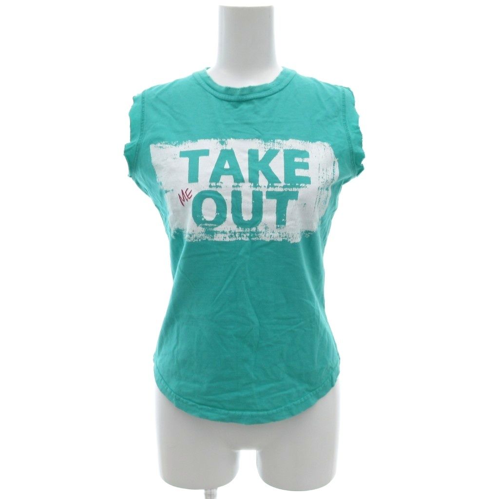 ディースクエアード ノースリーブTシャツ カットソー ダメージ加工 S 緑 グリーン KR GY 58