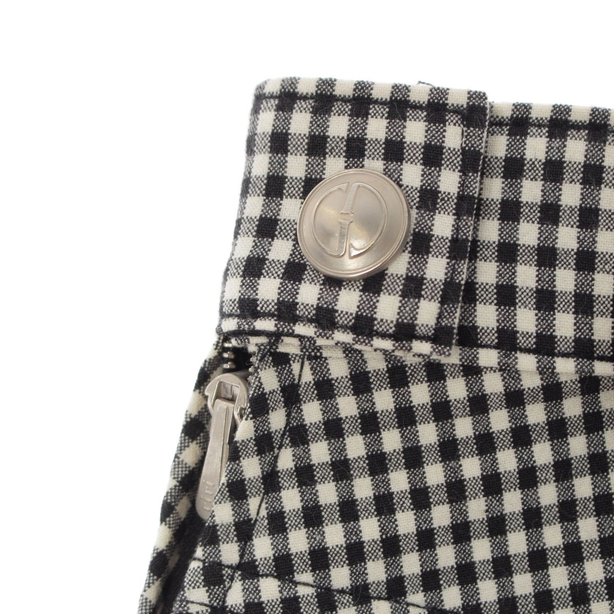 グッチ 1994 コットン ギンガムチェック ロゴボタン スカート トム  
