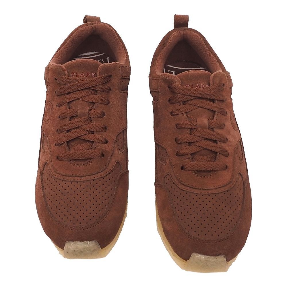 CLARKS Lockhill スエードレザー スニーカー サイズ UK 7 5 バーガンディ シューズ クラークス メンズ L 06345 LAN 05