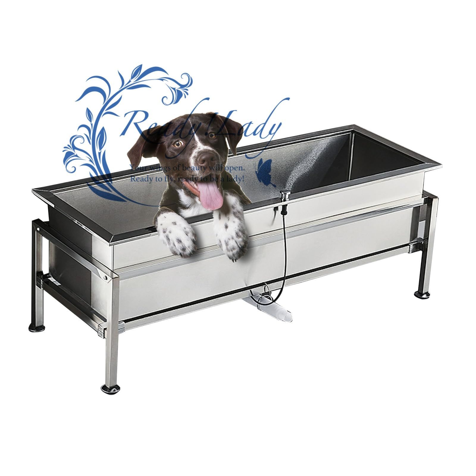 ペット用浴槽 ステンレススチール製 犬用バスステーション ウォッシュシャワーシンク 屋内屋外用 床置きシンク Fixed