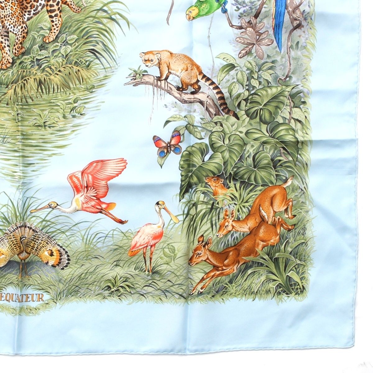 エルメス カレ90 EQUATEUR 赤道直下 シルク スカーフ ブルー【中古