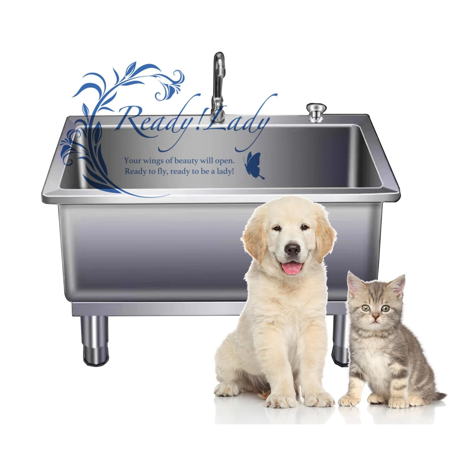 ステンレススチール製ペット犬用バスタブ 犬用シャワータブ 中型 小型ペット用犬用洗浄シンクステーション 犬用洗浄ステーション 70 cm