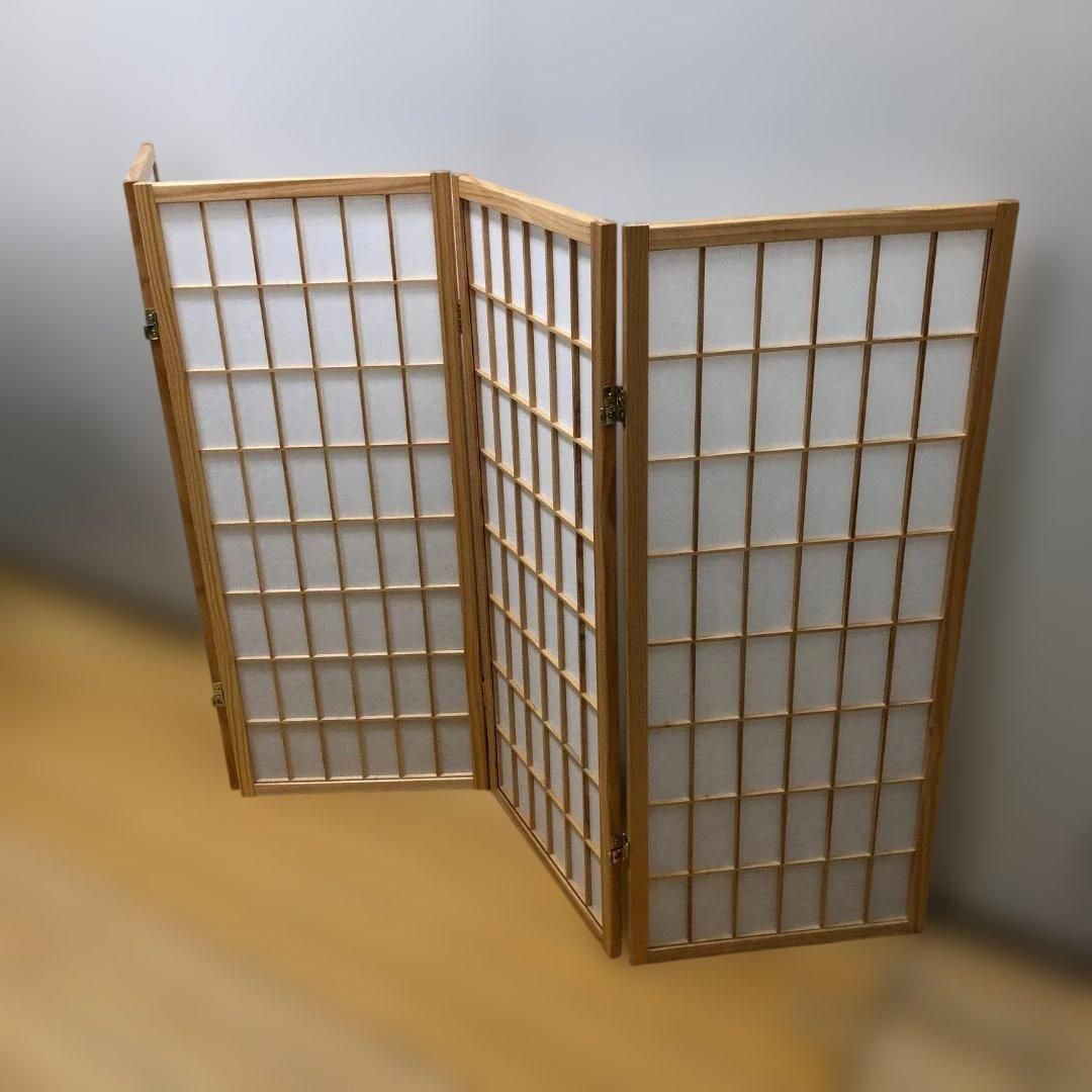 木製 障子 衝立 4連 パーテーション 和風 折りたたみ 間仕切り スクリーン 和室 古民家 店舗什器 112930 11 003