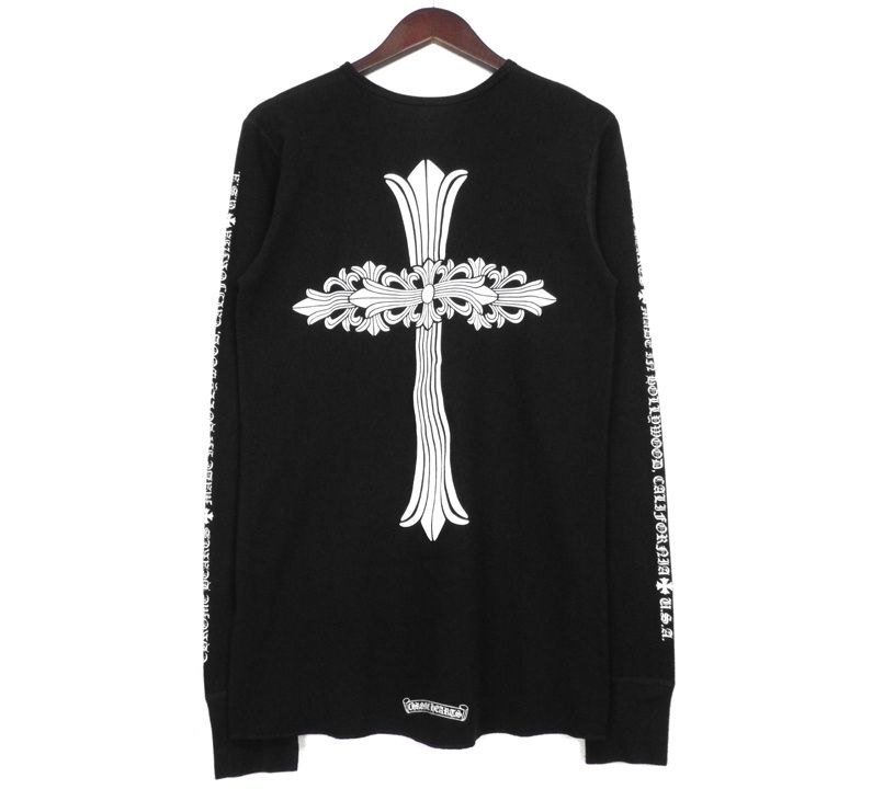 クロムハーツ CHROME HEARTS FLRL CRS L S TEE バーティカルロゴ バック フローラル クロス サーマル ロングスリーブ 長袖 Tシャツ w 25652