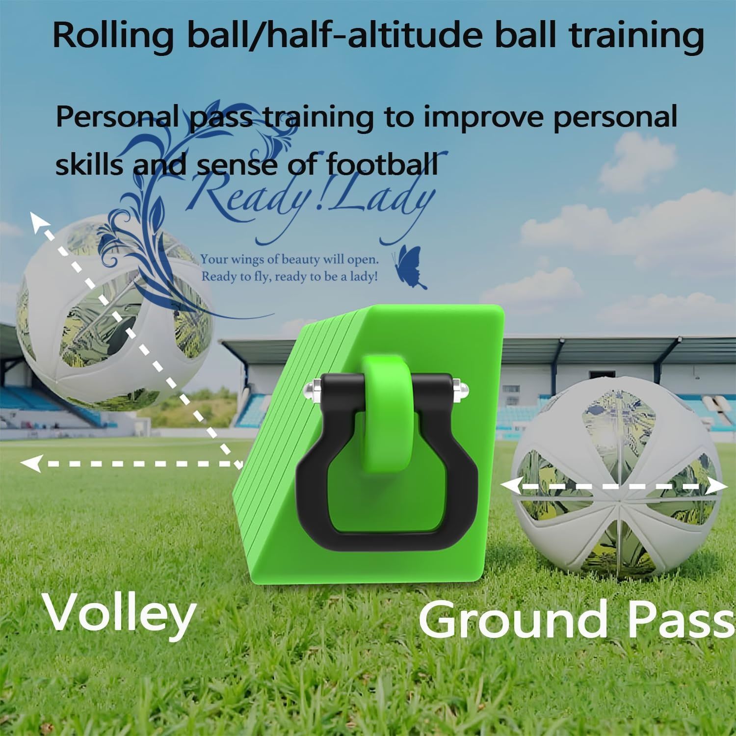 サッカーウォールキックリバウンダーボード ボレーとグラウンドパスに2つの角度 水を入れ 車輪付き 108 25 30 cm