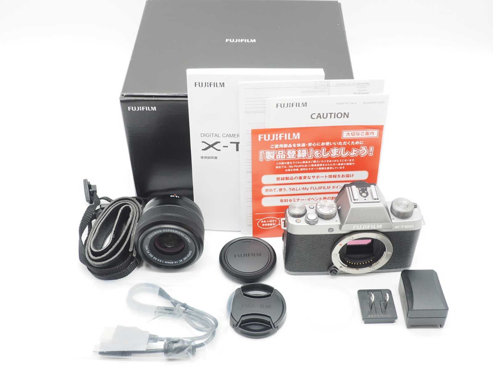 富士フィルム Fujifilm X T 100 24 2 MP Mirrorless Digital Camera Silver 元箱 Z 5772 A