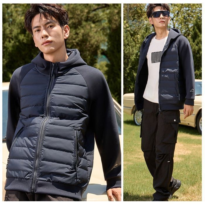 ゴルフジャケット メンズ ゴルフウェア パーカー 切り替え ダウンジャケット 断熱 エアロゲル 暖か 防風 保温 防寒 静電気防止 軽量 アウター ゴルフジャケット メンズ ゴルフウェア パーカー 切り替え ダウン