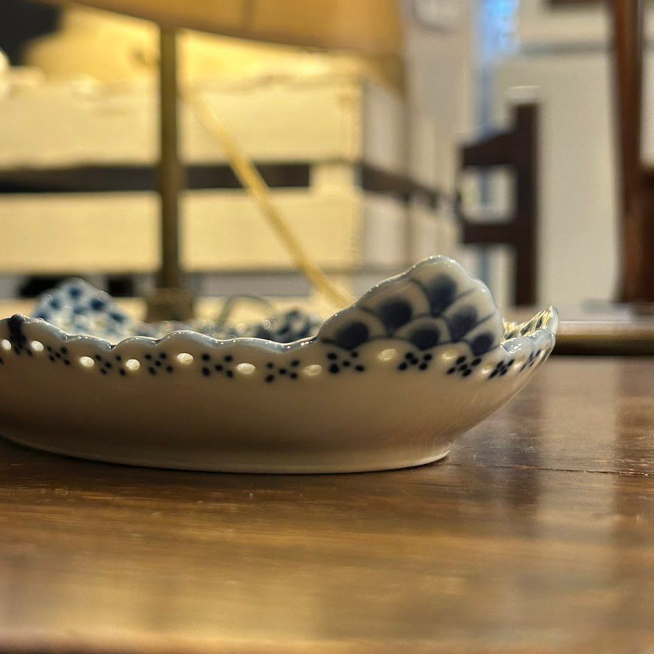 ☆Royal Copenhagen Blue Fluted Full Lace Oval Pickle Relish Dish