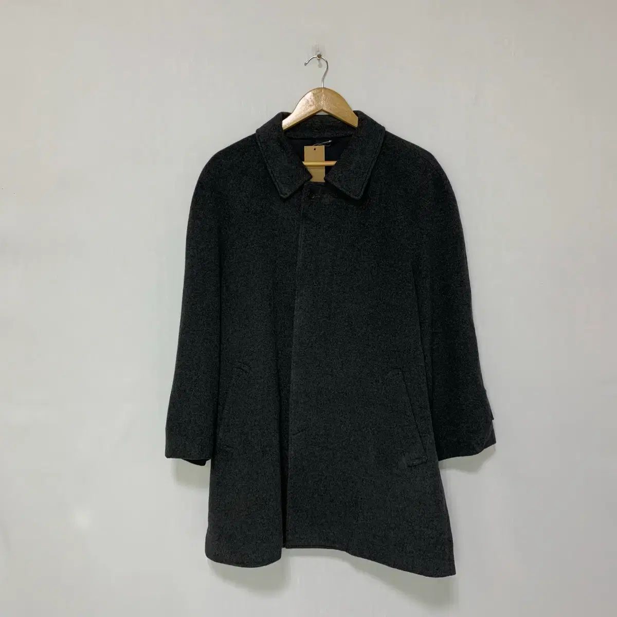 ヴィンテージ カシミア ボタン チャコール ハーフコート ユニセックス