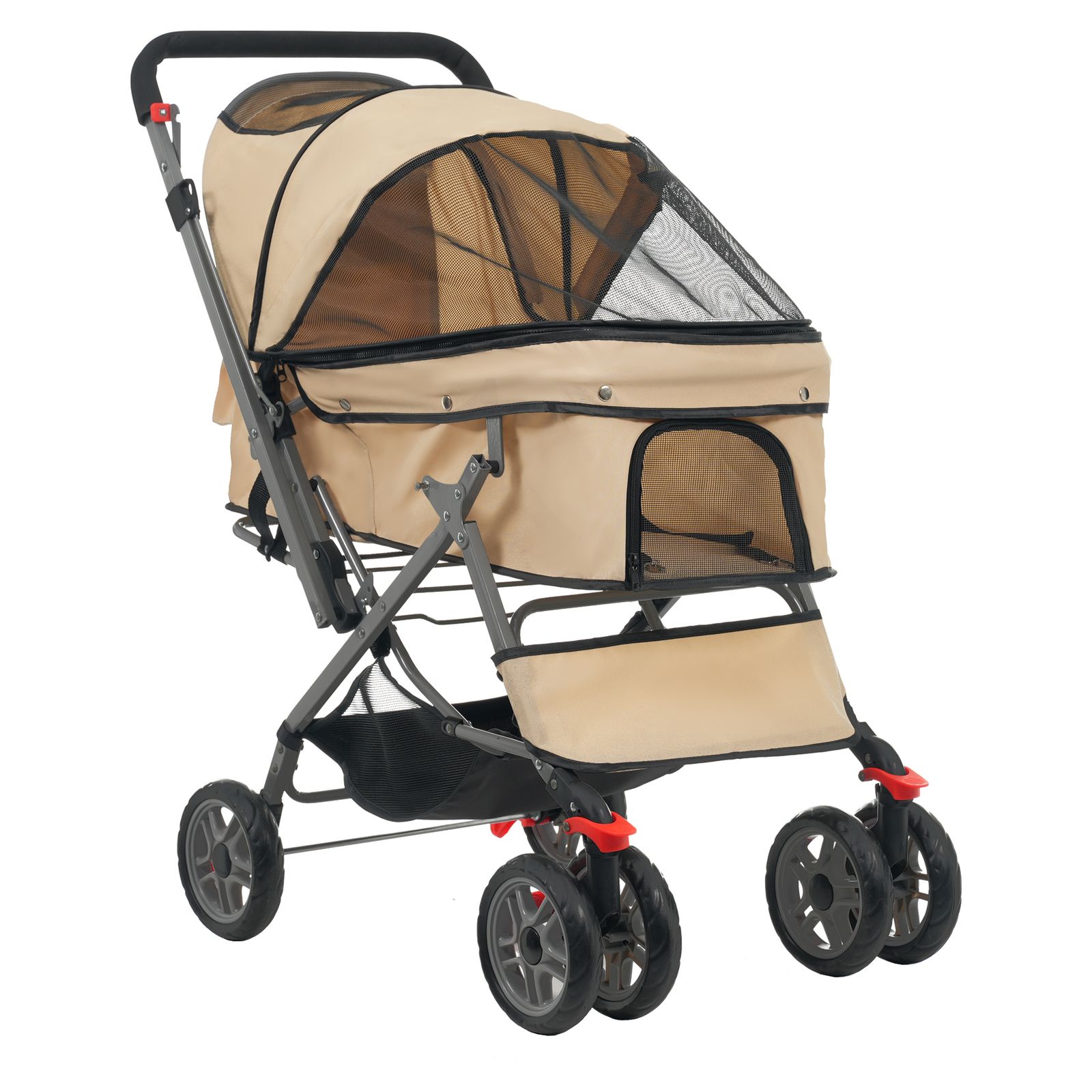 ペットカート 対面式 折りたたみ 多頭 中型犬 小型犬 猫 2 way 軽量 組立簡単 工具不要 用 ドッグカート ペットバギー 犬 動物 ペット用品 カーキ