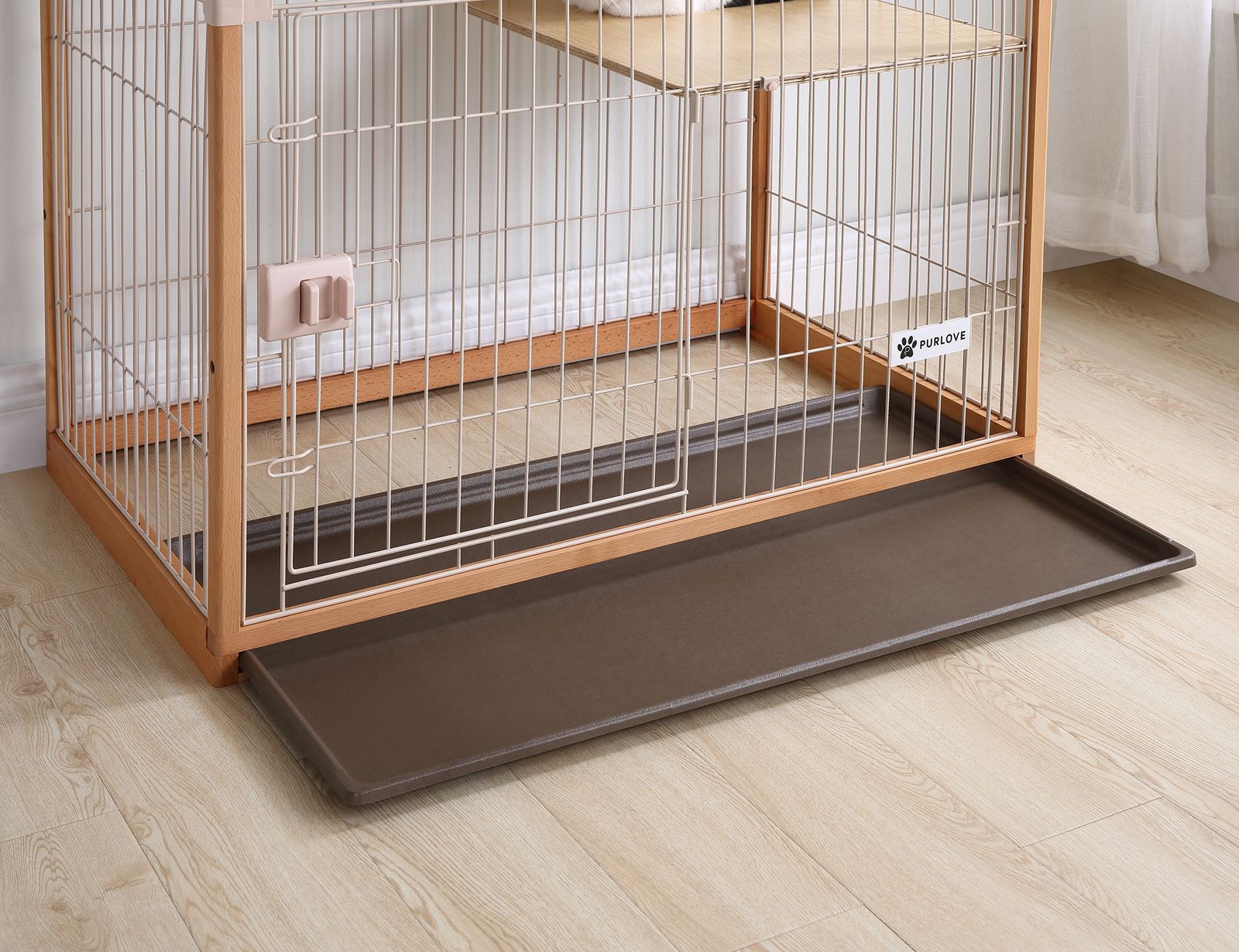 猫 ケージ キャットケージ 3段 木製フレーム ハンモック付 広々 大型 猫ゲージ 感 ナチュラル タイマー給餌器 キャットケージ 