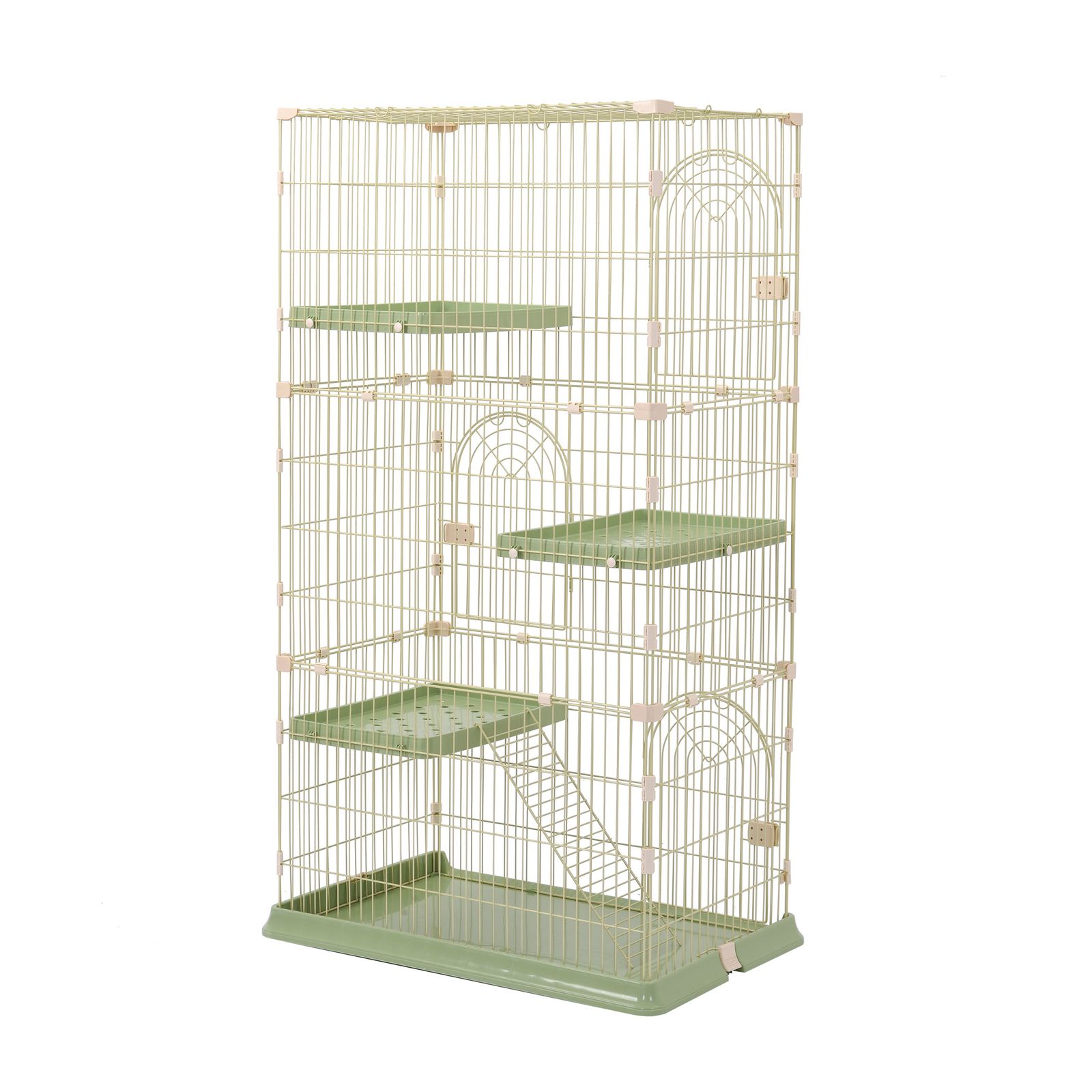 猫 ケージ キャットケージ 3段 猫ゲージ おしゃれ キャットハウス ネコ ハウス 多段 留守番 保護 脱走防止 多頭飼い 多頭 ペットケージ グリーン M サイズ