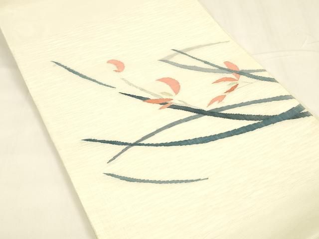 平和屋着物＊夏物 太鼓柄袋帯 草花文 金銀糸 正絹 逸品 DABA0267cm