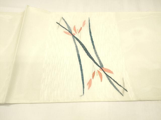 平和屋着物＊夏物 太鼓柄袋帯 草花文 金銀糸 正絹 逸品 DABA0267cm