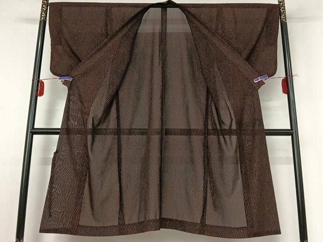 平和屋着物▽道中着 スリーシーズン 春夏秋 塵除け 紗 変わり縞 黒地 ロング丈 jh