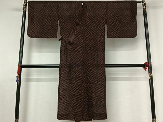 平和屋着物▽道中着 スリーシーズン 春夏秋 塵除け 紗 変わり縞 黒地 ロング丈 jh