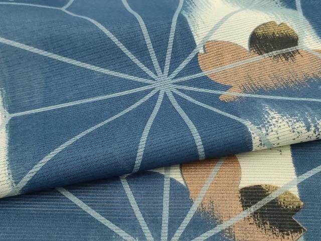  平和屋着物＊夏物 小紋 絽 吉祥花文 洗える着物 jd 小紋 着物