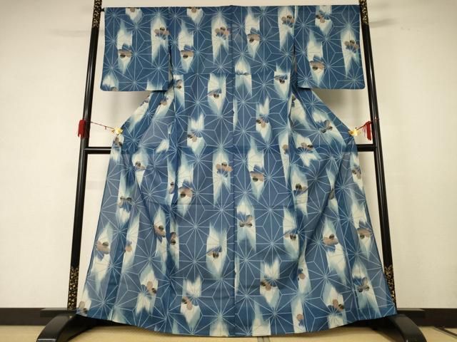 平和屋着物＊夏物 小紋 絽 吉祥花文 洗える着物 jd