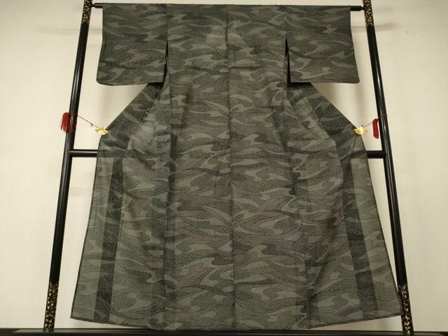 平和屋着物＊夏物 江戸小紋 絽 流水花文 正絹 jd