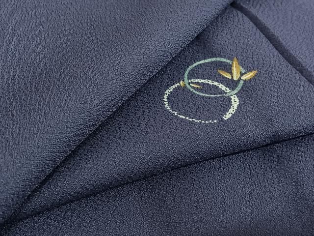 平和屋着物▽小紋 単衣 笹の葉丸文 洗える着物 jh