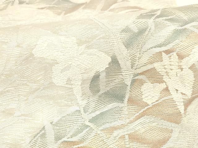 平和屋着物＊夏物 六通柄袋帯 流水草花文 銀糸 正絹 逸品 DABA0689cm