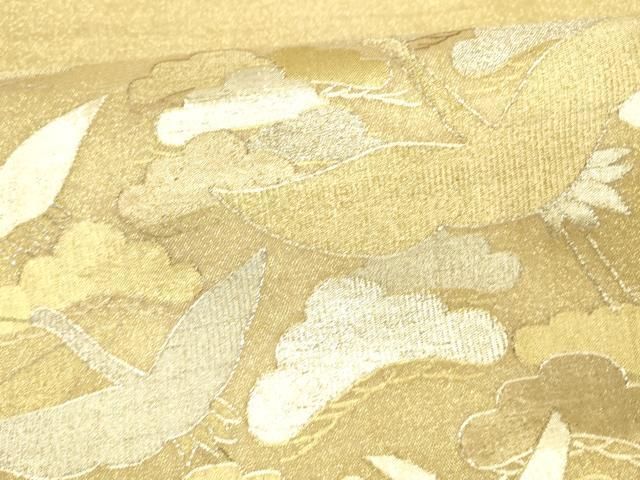 平和屋着物＊夏物 明綴れ 太鼓柄袋帯 飛鶴松文 金銀糸 正絹 逸品