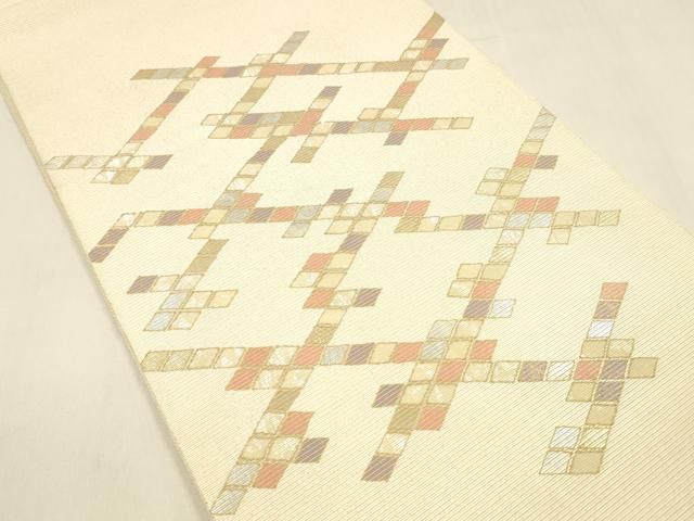 平和屋着物＊夏物 太鼓柄袋帯 螺鈿箔 抽象文様 金銀彩 正絹 逸品