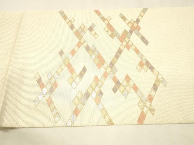 平和屋着物＊夏物 太鼓柄袋帯 螺鈿箔 抽象文様 金銀彩 正絹 逸品