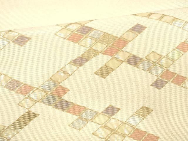 平和屋着物＊夏物 太鼓柄袋帯 螺鈿箔 抽象文様 金銀彩 正絹 逸品