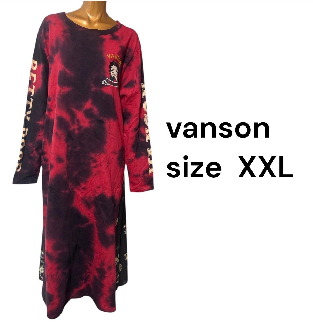 No 77 vanson Betty Boop 刺繍 スカルワンピース