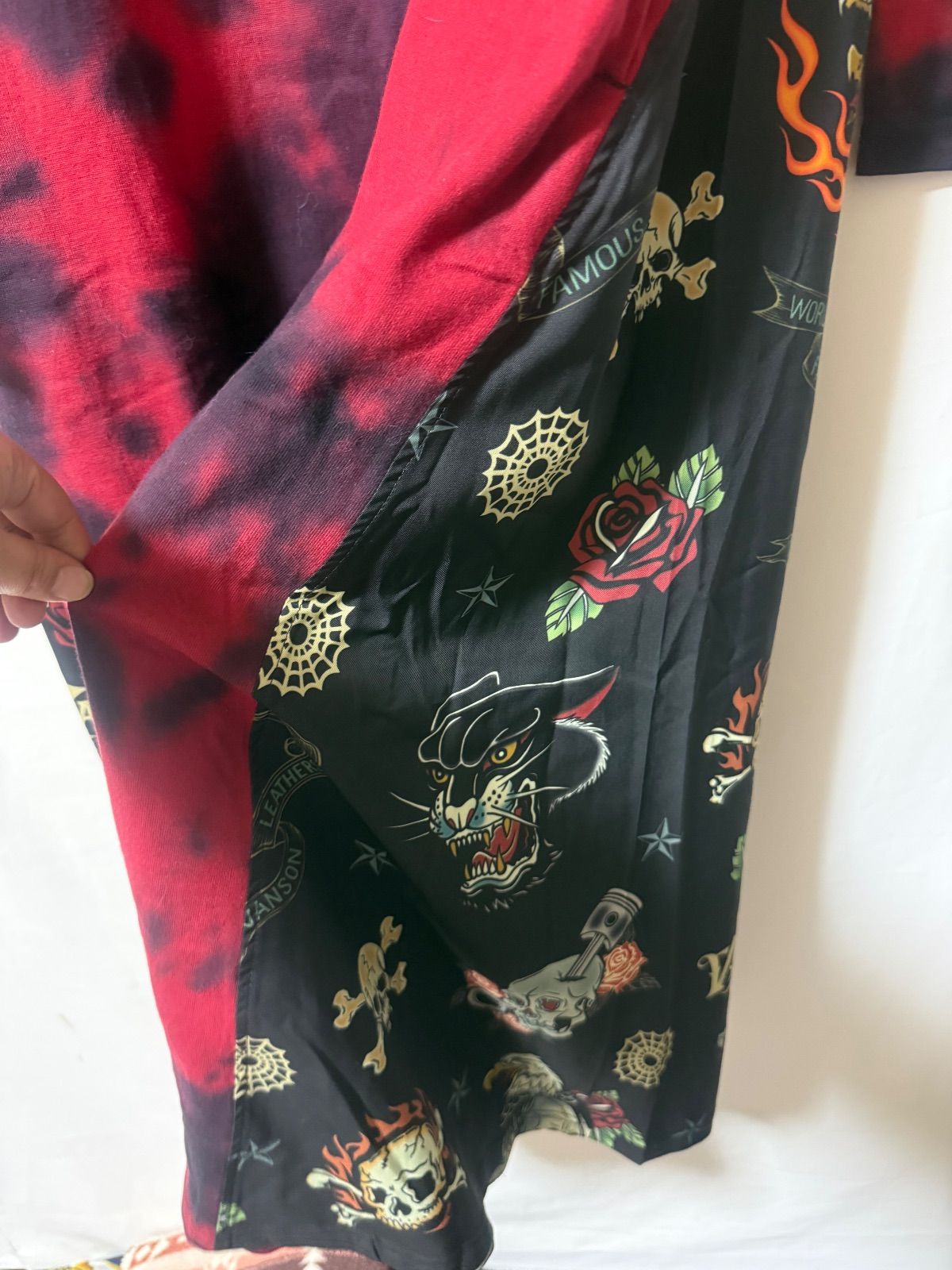  No 77 vanson Betty Boop 刺繍 スカルワンピース 長袖 七分袖 カットソーワンピース