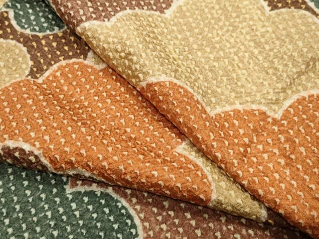 平和屋着物●名門 藤娘きぬたや 総絞り 小紋 雲重ね文 やまと誂製 正絹 ♥ gh