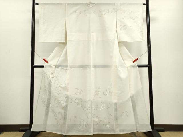 平和屋着物＊夏物 訪問着 紗 流水枝花文 暈し染め 正絹 逸品