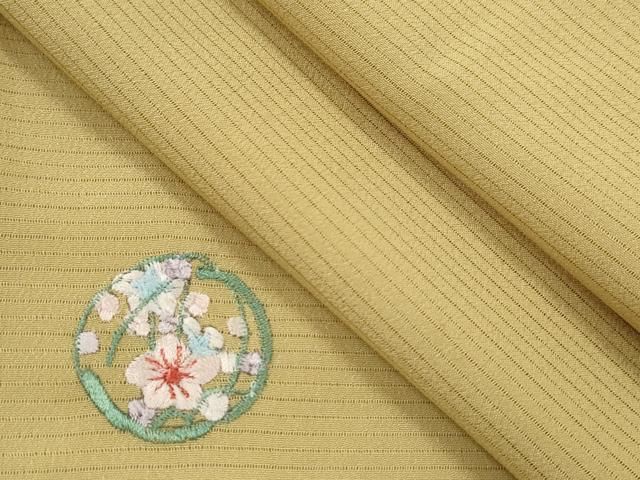 平和屋着物＊夏物 色無地 絽 総刺繍 ワンポイント 草花文 木蘭色 洗える着物 ze
