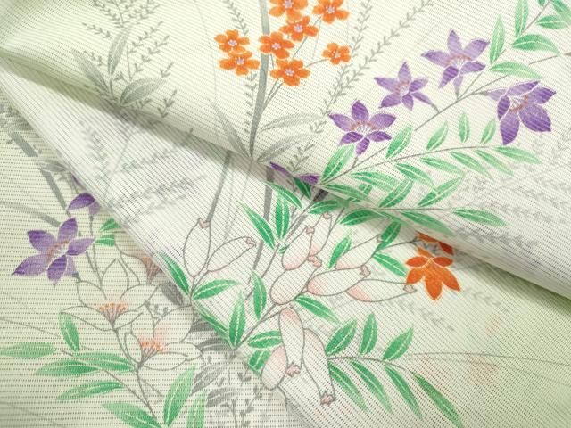 平和屋着物＊夏物 小紋 絽 草花文 暈し染め 洗える着物 ze