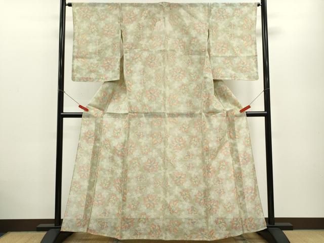 平和屋着物＊夏物 紗紬 舞花文 正絹 ♥ ze