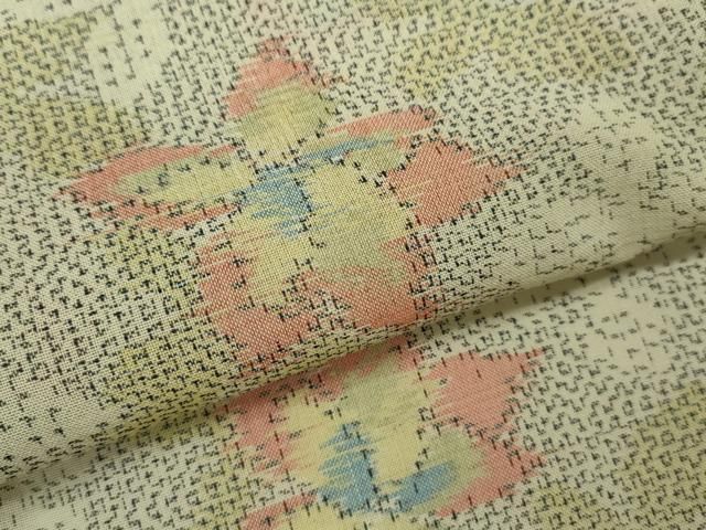  平和屋着物＊夏物 紗紬 舞花文 正絹 ♥ ze 紬 着物