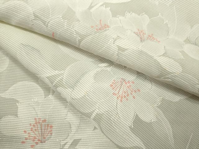 平和屋着物＊夏物 小紋 絽 枝花文 暈し染め 正絹 ze