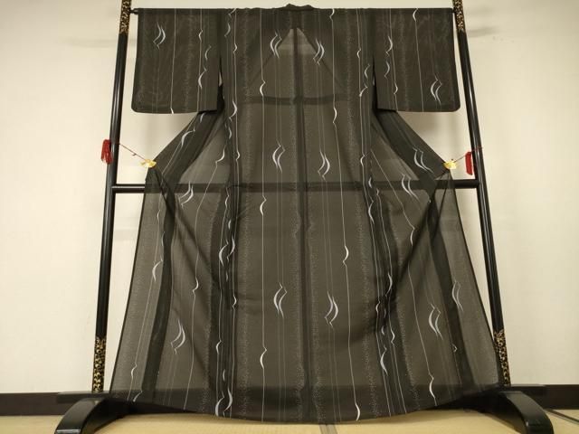 平和屋着物＊夏物 小紋 絽 変わり縞 洗える着物 jd