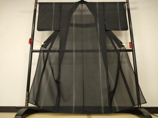 平和屋着物＊夏物 紗紬 変わり縞 正絹 jd