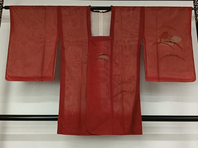 平和屋着物▽道行コート スリーシーズン 春夏秋 塵除け 雪芝舞蝶文 金彩 正絹 jh