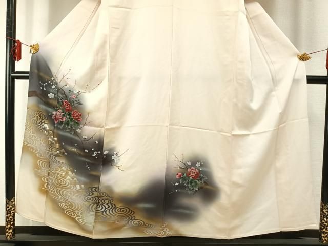  平和屋着物▽訪問着 単衣 枝花文 暈し染め 金銀彩 正絹 fy 訪問着 付け下げ 着物