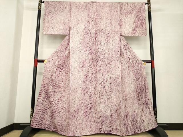 平和屋着物●上質な小紋 総絞り 紫根染 正絹 ck