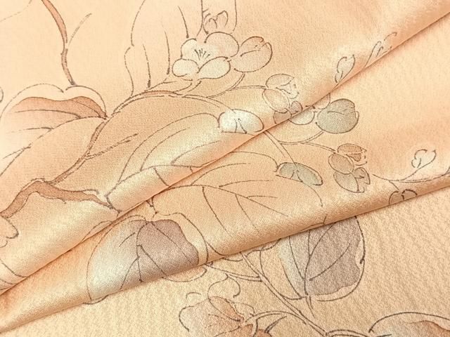 平和屋着物▽上質な小紋 単衣 手描き 枝葉文 正絹 fy