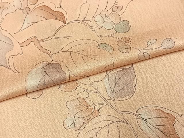  平和屋着物▽上質な小紋 単衣 手描き 枝葉文 正絹 fy 小紋 着物